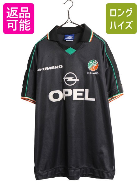 【7/21 400円OFFクーポン&times;ポイント5倍】 90s ☆ アンブロ アイルランド代表 サッカー ユニフォーム メンズ L オールド 1998 当時物 OPEL アウェイ フットボール シャツ ブラック 黒| 古着 中古 90年代 90's UMBRO アイルランド製 シャツ ゲームシャツ ユニホーム ジャージ｜古着ヴィンテージショップLong his 19,800円