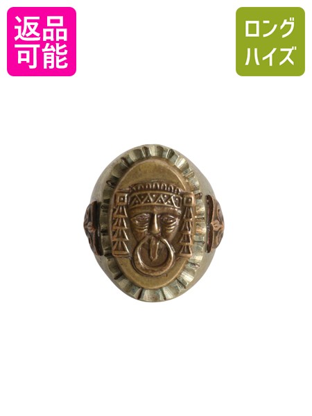 【4/14 25名様限定1000円OFFクーポン】 50s ★ メキシカン リング 25号 / ヴィンテージ 指輪 ジュエリー アクセサリー バイカー ゴールド アステカ神話 女神 チャルチウィトリクエ| 中古 50年代 50's ビンテージ MEXICO 百合 小物 真鍮 メキシカンリング バイカーリング エ