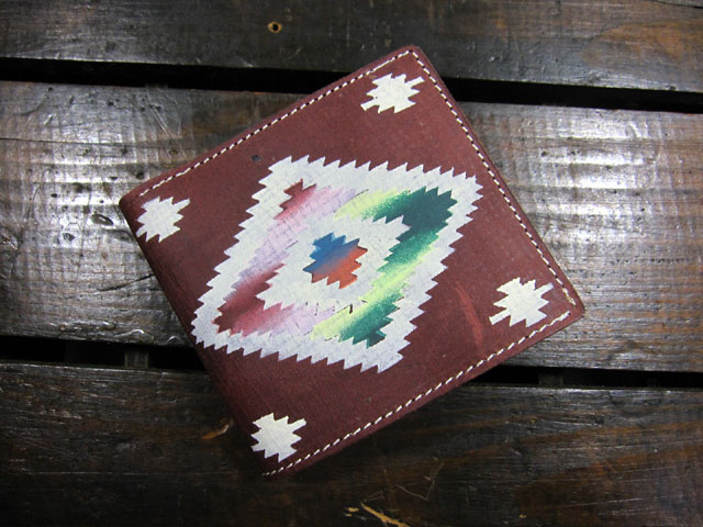TELOVIN/テラ瓶  プリントレザーウォレット NATIVE RUG CHOCO