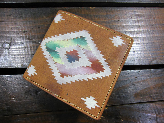 TELOVIN/テラ瓶  プリントレザーウォレット NATIVE RUG BROWN