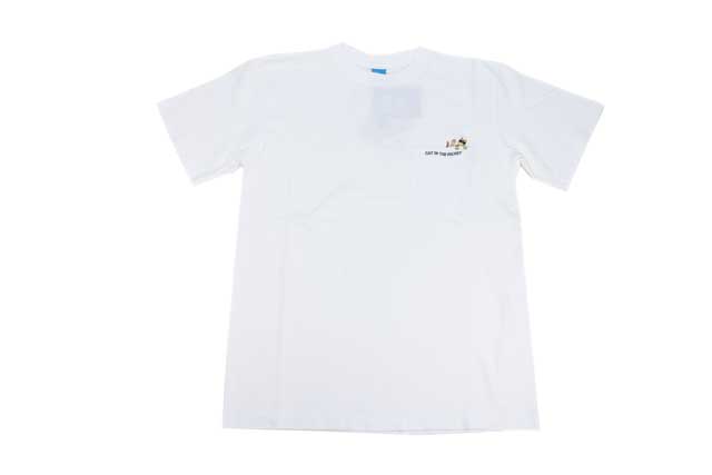 goodon グッドオン 半袖 ショートスリーブ キャットインザポケット 刺繍Tシャツ ホワイト USAコットン 日本製 ブランド ユニセックス 送料無料