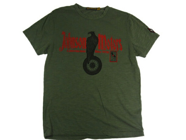 Johnson motorsジョンソンモータース 半袖 Tシャツ「ジョモイーグル」オリーブ USAコットン アメリカ製 ブランド ユニセックス 送料無料