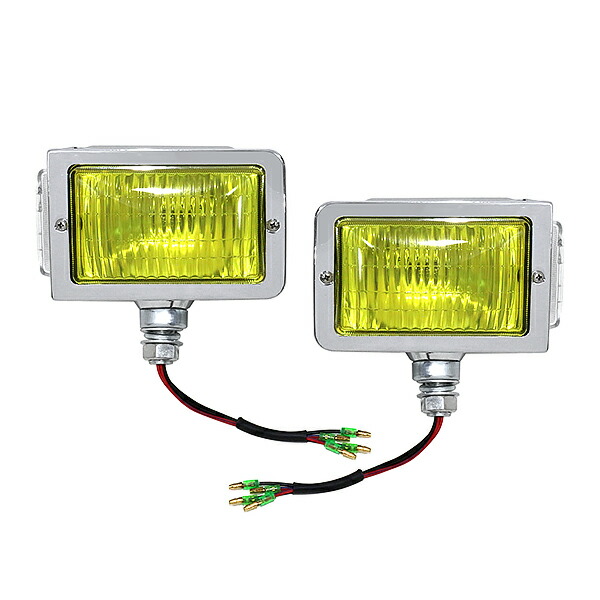 汎用 トラック コーナーランプ フォグランプ レトロ 復刻 昭和 24V イエロー ガラス レンズ デコトラ ライト ダンプ トレーラー 左右セット｜GREEN_Shop