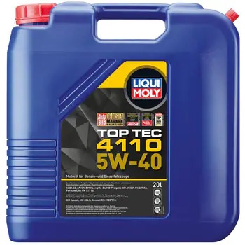 LIQUI MOLY リキモリ トップテック4110 5W40 20L 21480 LIQUI MOLY リキモリ エンジンオイル 5W-40 20L 20リットル Motor Oil Top Tec 4110 5W40 トップテック4110 ガソリン/ディーゼル兼用 低摩擦 GPF/DPF付き無し問わず幅広く使える