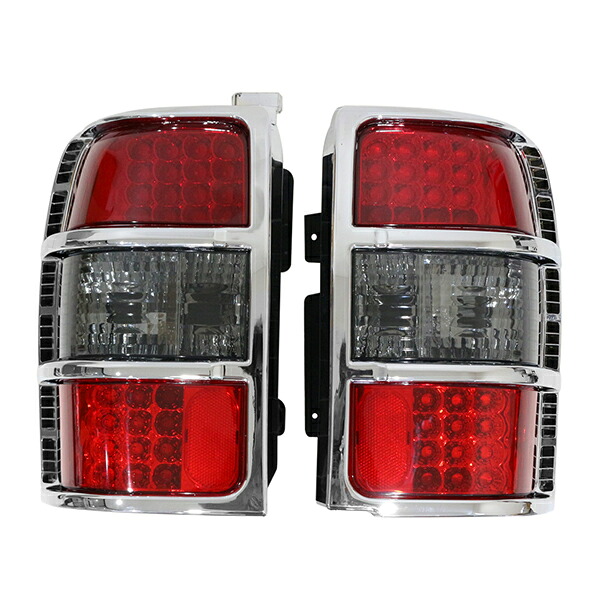 LED クリスタルコンビ テールランプ 左右セット 三菱 パジェロ V21 V23 V24 V25 V26 V34 V43 V44 V46 V55 スモーク メッキ枠 テールライト|GREEN_Shop