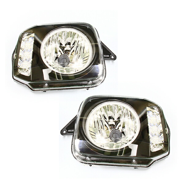 JB23 ジムニー CCFLリング付き LED ウィンカー ヘッドライト インナーブラック クリスタルヘッドライト　左右セット 外装 交換 インナ