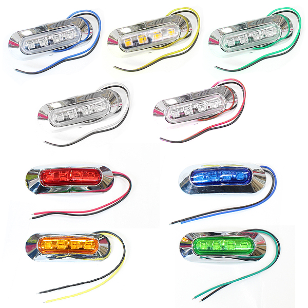 24V車 12V車 対応 メッキカバー付き LEDマーカーランプ ブルー グリーン レッド ホワイト アンバー SMD 4連 サイドマーカー トラック  自動車 バス デコトラ ボートトレーラー 【50%OFF!】