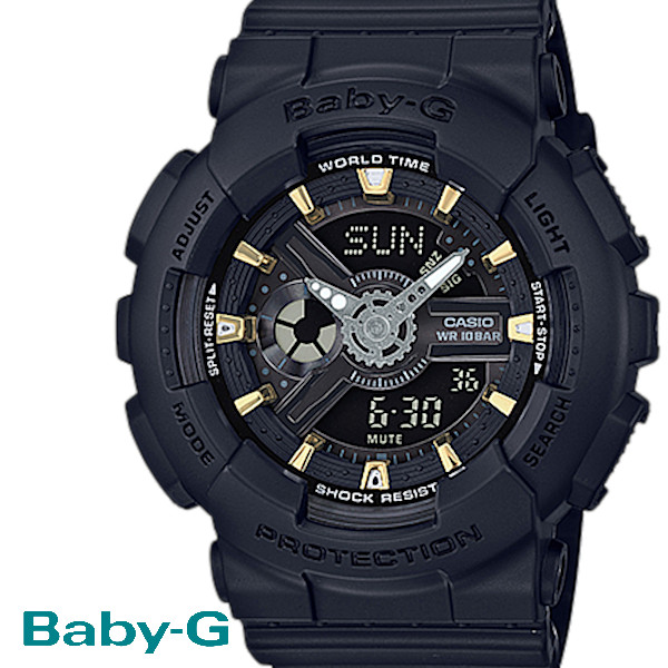CASIO/BABY-G/カシオ ベビーG アナデジ クオーツ 腕時計 うでどけい レディース LADIE'S ブラック BA-110GA-1A