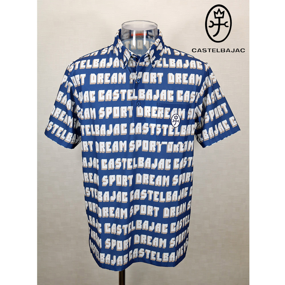 ★２０２４ 春夏 【25周年*002*】５０%OFF・ カステルバジャック【*002*】ドットメッシュロゴ総柄スポーツシャツ＜M大きさ・L大きさ・LL大きさ＞米国海軍-ba115・ba116・ba117