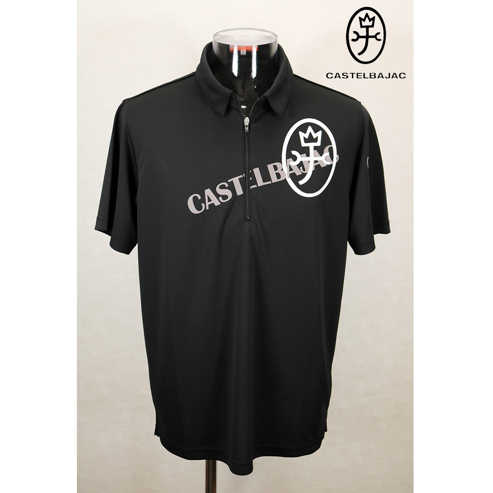 ★２０２４ 春夏 【25周年*002*】５０%OFF・ カステルバジャック【*002*】クールコアチビ衿二分の一ZIPスポーツシャツ＜M大きさ・LL大きさ＞黒いこと-ba155・ba156