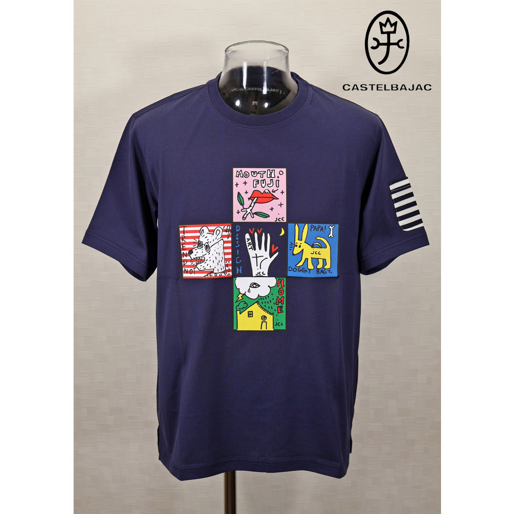 ★２０２５ 春夏【25周年*002*】40%OFF・ カステルバジャック【*002*】50/2天竺毛の荒物柄・半袖プルオーバー＜M・L・LL＞-bc068・bc69・bc70