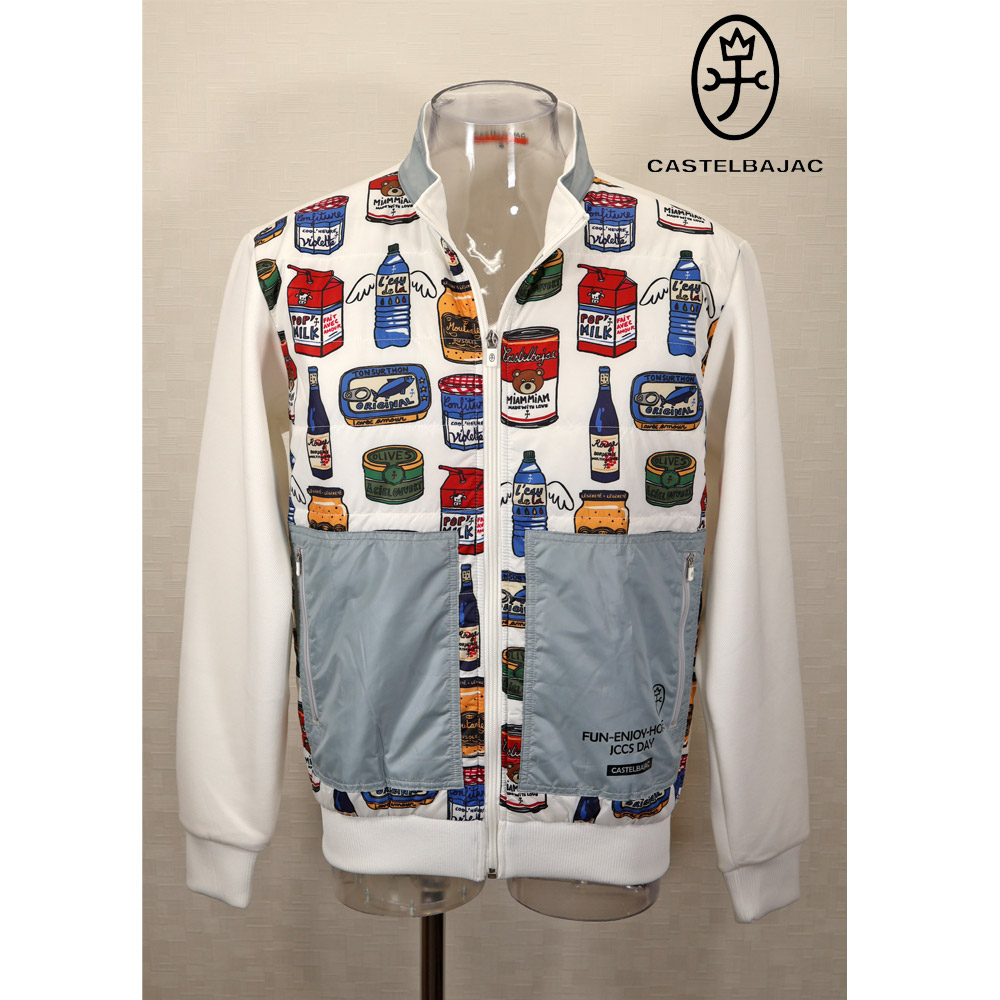 ★２０２４ 秋冬【25周年*002*】カステルバジャック・50％OFF【*002*】パッケージ総柄昇華転写中綿入りトラックジャケット＜Mサイズ・Lサイズ＞-bb491・bb492
