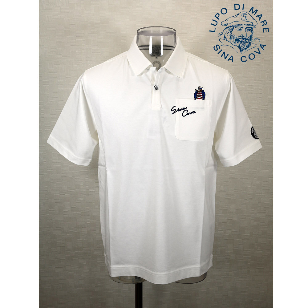 ★シナコバ【*001*】【25周年*001*】<40%OFF>【gs1】春夏ポロシャツ<Mサイズ・LLサイズ>オフホワイト-ea352・ea353|Guest-One