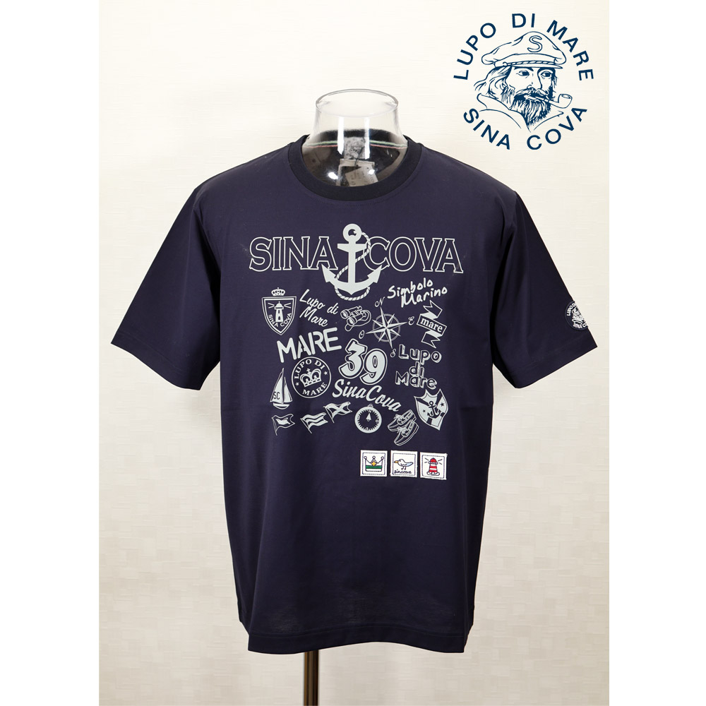 シナコバ　ユニセックス　半袖切替プルオーバー　カットソー　tシャツ ネイビー シナコバ ユニセックス 半袖切替プルオーバー カットソー t