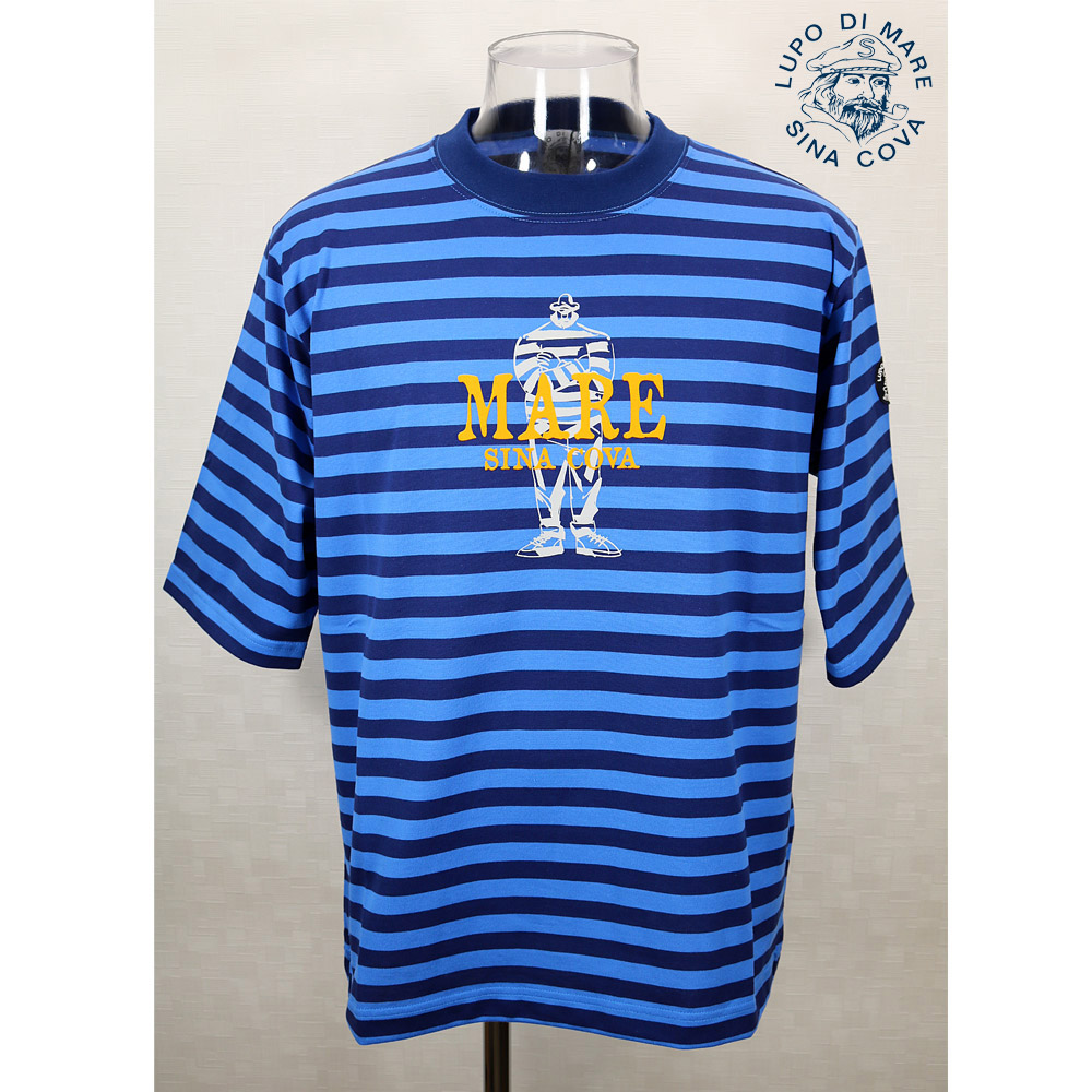 ★シナコバ【*001*】2024・春・夏＜３０%OFF＞ 5分袖Tシャツ＜Lサイズ・LLサイズ＞ブルー×ネイビー・ボーダー-ec86・ec87 11,481円