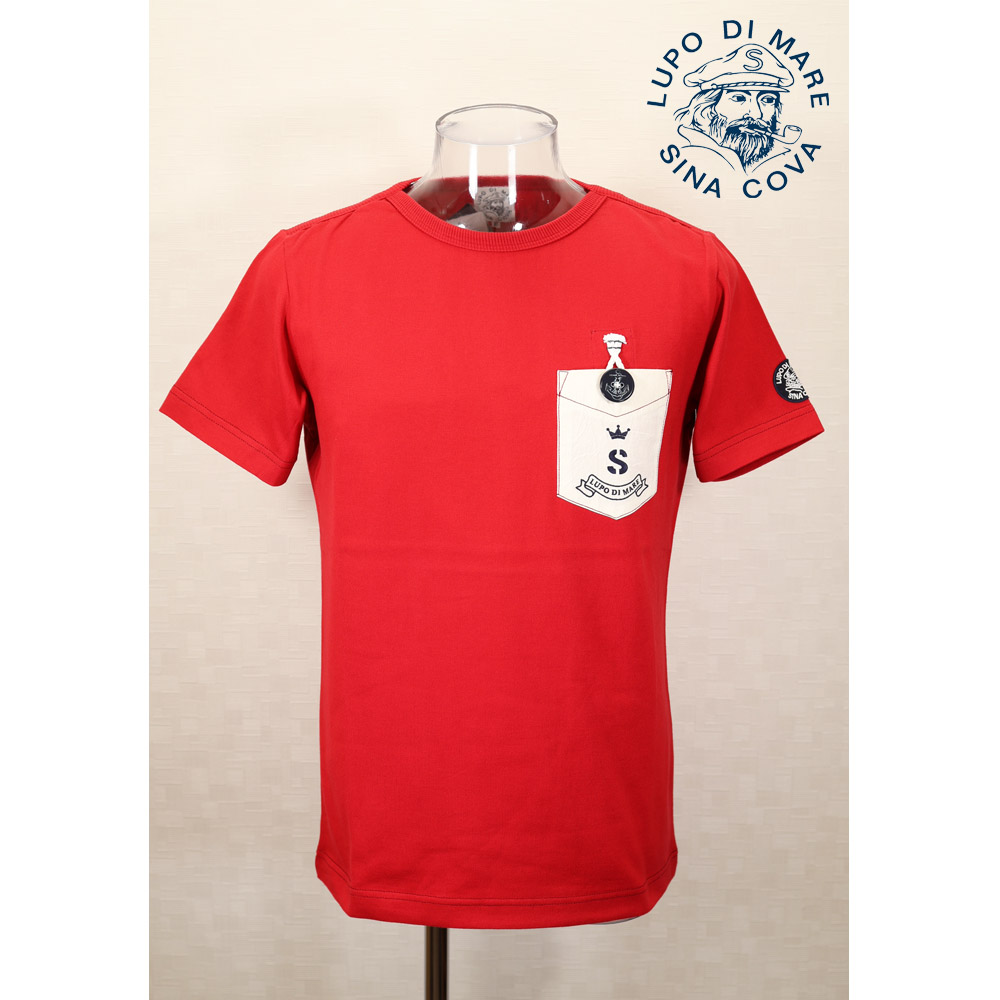 ★シナコバ【*001*】【25周年*001*】60％OFF・春夏半袖ボートネックＴシャツ＜Mサイズ・Lサイズ＞赤-kh32・kh33