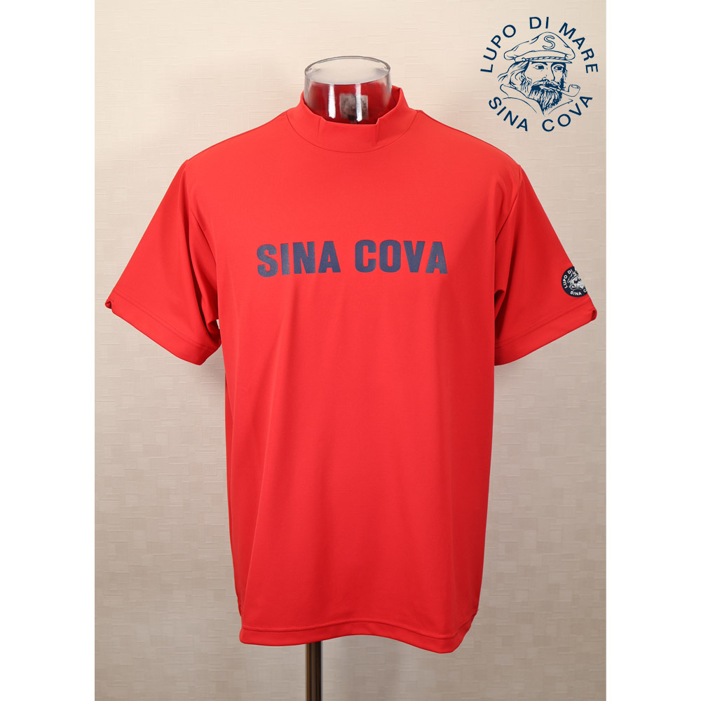 ★シナコバ【*001*】【25周年*001*】50％OFF・春夏半袖ハイネックTシャツ＜L・LLサイズ＞レッド-kw105・kw106