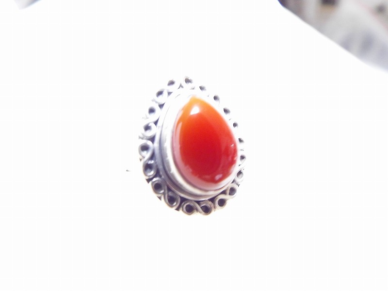 アラベスク模様★ペアシェイプ・カーネリアンのシルバーリング#10号 天然石ジュエリーのお店 おしゃれ リング プレゼントにもおすすめ♪ ハッピーエイト