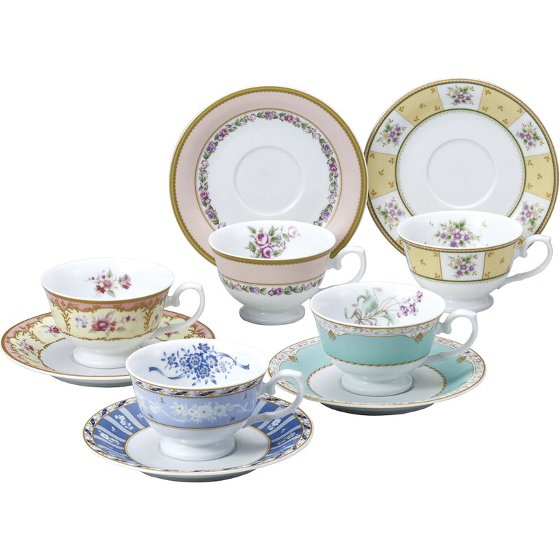 ナルミ フローラルブティック 5客アソート碗皿 41721-33459[tr]