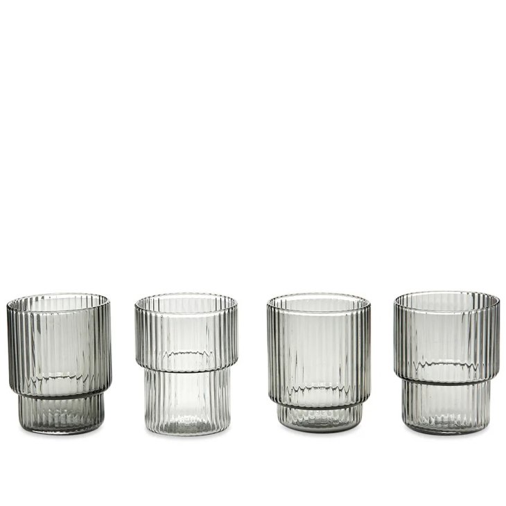 ferm LIVING (ファームリビング) | Ripple Glasses 4 pcs set (smoked grey) | グラス リビング キッチン インテリア 北欧