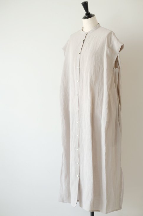 【SALE セール】utilite (ユティリテ) | スタンドカラー袖タックワンピース (gray) | 送料無料 ワンピース シンプル レディース きれいめ ゆったり リラックス おしゃれ ナチュラル服 カジュアル 30代 40代 50代｜北欧雑貨と音楽 HAFEN ハーフェン