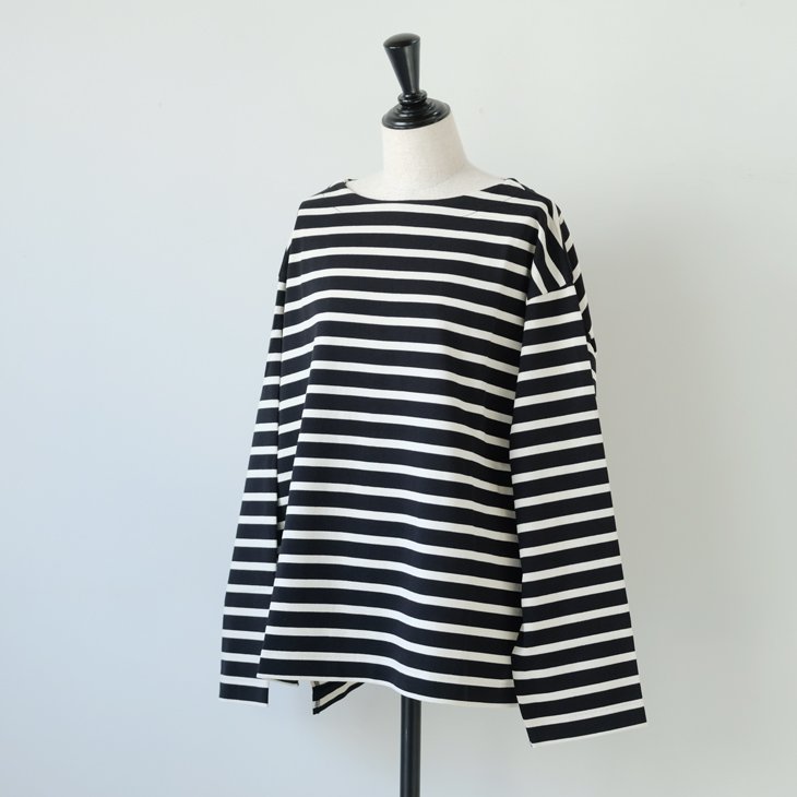 【SALE セール】amne (アンヌ) | BORDER gride basque II (black/natural) | 送料無料 トップス ボーダー レディース　シンプル お洒落 アンヌ カットソー 定番 ワイド ベーシック ミニマル　natural ナチュラル ブラック 黒｜北欧雑貨と音楽 HAFEN ハーフェン