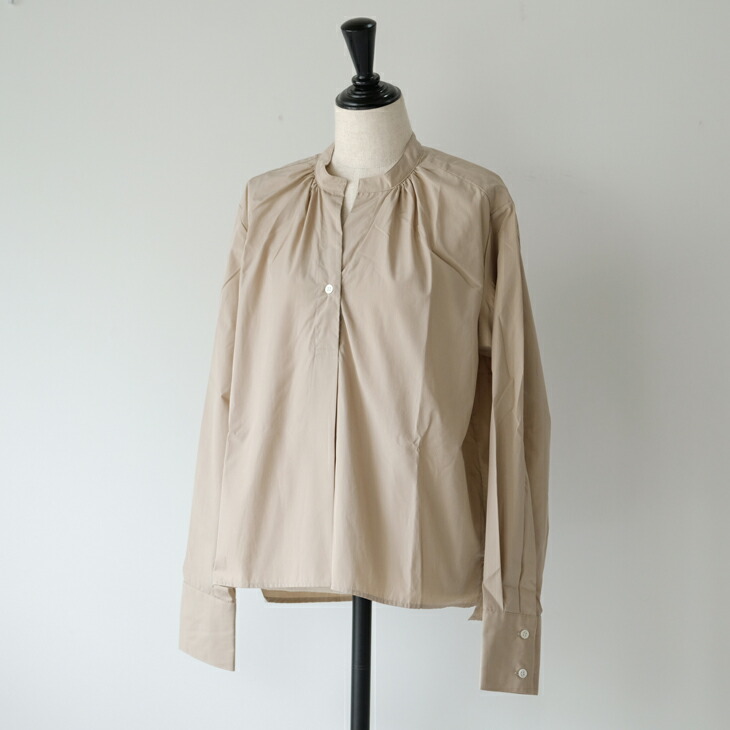 【SALE セール】amne (アンヌ) | PIMA skipper blouse (beige) | size 2 トップス ブラウス シンプル