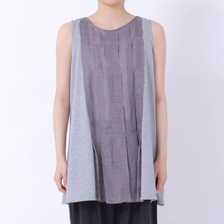 【SALE セール】TUTIE. (ツチエ) | コットン天竺切り替えノースリーブブラウス (gray) | トップス お洒落 シンプル 8,417円
