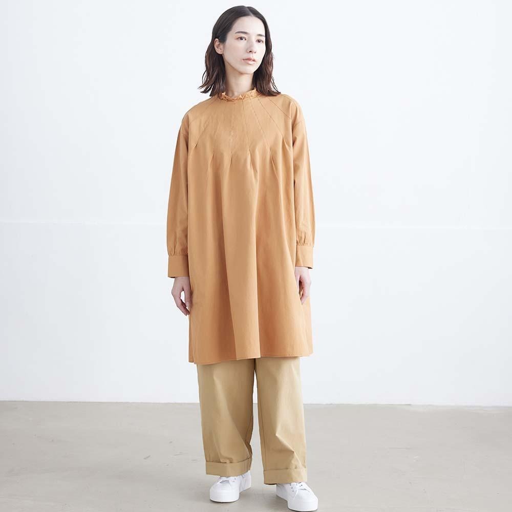 【SALE セール】TUTIE. (ツチエ) | コットンツイルタックチュニック (orange / beige) | チュニック シンプル お洒落|北欧雑貨と音楽 HAFEN ハーフェン