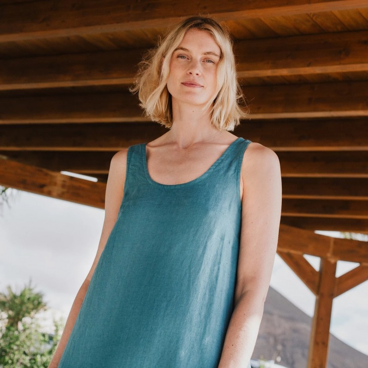 not PERFECT LINEN | Linen top LEAF (moss green) size M | トップス 麻 リネン リトアニア not PERFECT LINEN | Linen top LEAF (moss green) size M