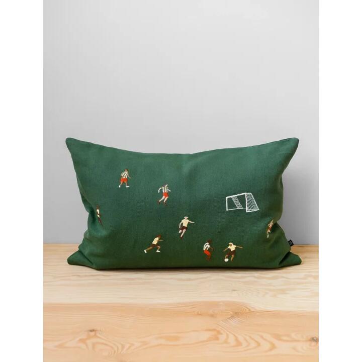 FINE LITTLE DAY | SOCCER CUSHION COVER - GREEN (no.1760) | 38x58cm クッションカバー 北欧 ファインリトルデイ 刺繍｜北欧雑貨と音楽 HAFEN ハーフェン