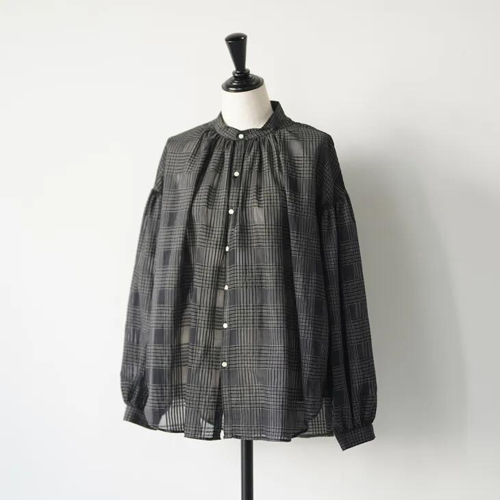 【SALE セール】MANON (マノン) | SHEER CHECK AMICAL SHT (black / ivory) | トップス シャツ お洒落