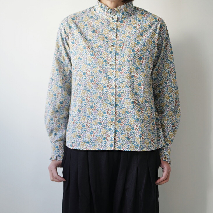 【SALE セール】DIARIES (ダイアリーズ) | FLORAL FRILLED SHIRT (white/black) | トップス ブラウス｜北欧雑貨と音楽 HAFEN ハーフェン