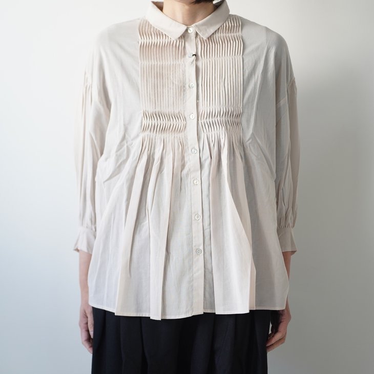 【SALE セール】utilite (ユティリテ) | ウェーブ ピンタックシャツ (light gray) | トップス シンプル｜北欧雑貨と音楽 HAFEN ハーフェン