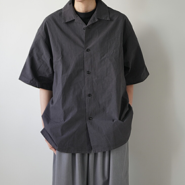 【SALE セール】ORCIVAL | OPEN COLLAR SHORT SLEEVE SHIRT (blue/charcoal) size 5 | オーシバル ショートスリーブシャツ 半袖 ユニセックス|北欧雑貨と音楽 HAFEN ハーフェン