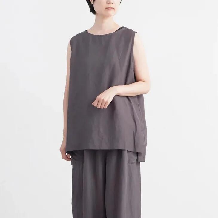 【SALE セール】HEAVENLY (ヘブンリー) | LINEN RAYON VEST (charcoal) | ベスト チャコールリネン レーヨン