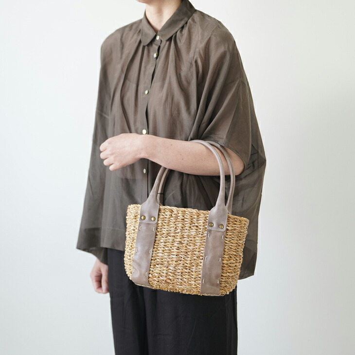 【SALE セール】CLEDRAN (クレドラン) | ROUND HANDLE BASKET (natural&times;greige) | ハンドバッグ カゴバッグ シンプル 鞄｜北欧雑貨と音楽 HAFEN ハーフェン