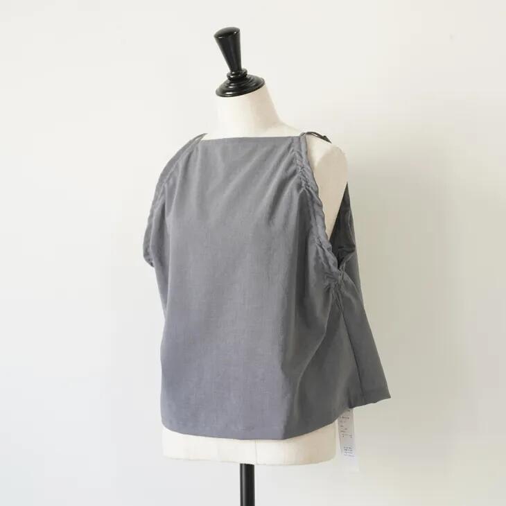 MANON (マノン) | GATHER CAMISOLE (grey) | ギャザーキャミソール グレー