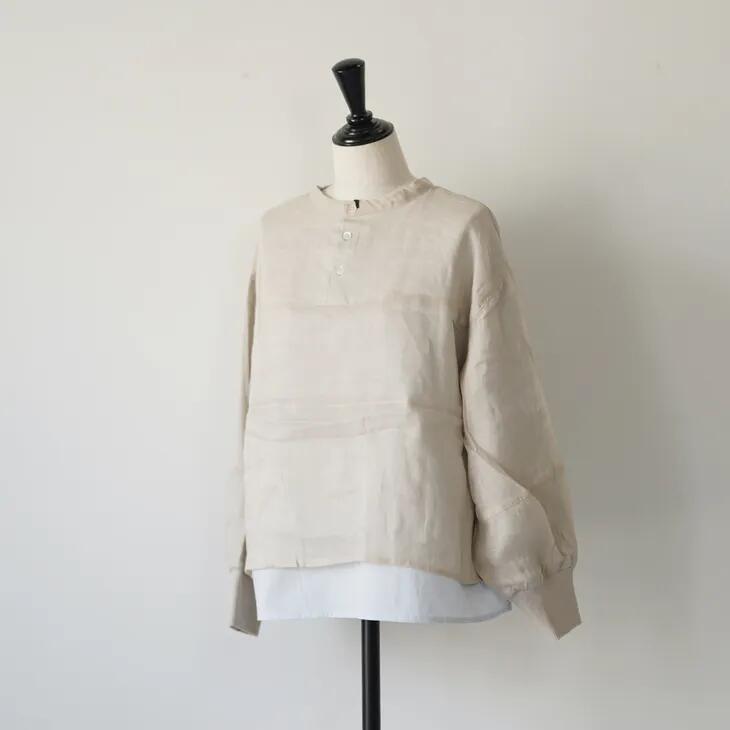 【SALE セール】T.Tutie (ティードット) | シアーラミーブラウス (beige) | トップス レイヤードトップス ベージュ サスティナブル|北欧雑貨と音楽 HAFEN ハーフェン