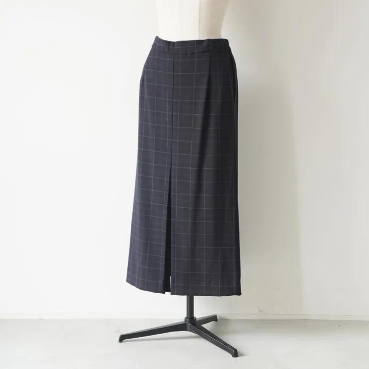 【SALE セール】frescute (フレスキュート) | T/R両面起毛チェックスカート (ネイビーxブラウン) size 40 | ボトムス チェック｜北欧雑貨と音楽 HAFEN ハーフェン