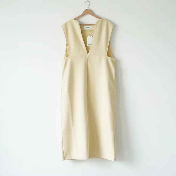 【SALE セール】euphoric' (ユーフォリック) | Shoulder Point One-piece (cream yellow) | ショルダーポイントワンピース クリームイエロー