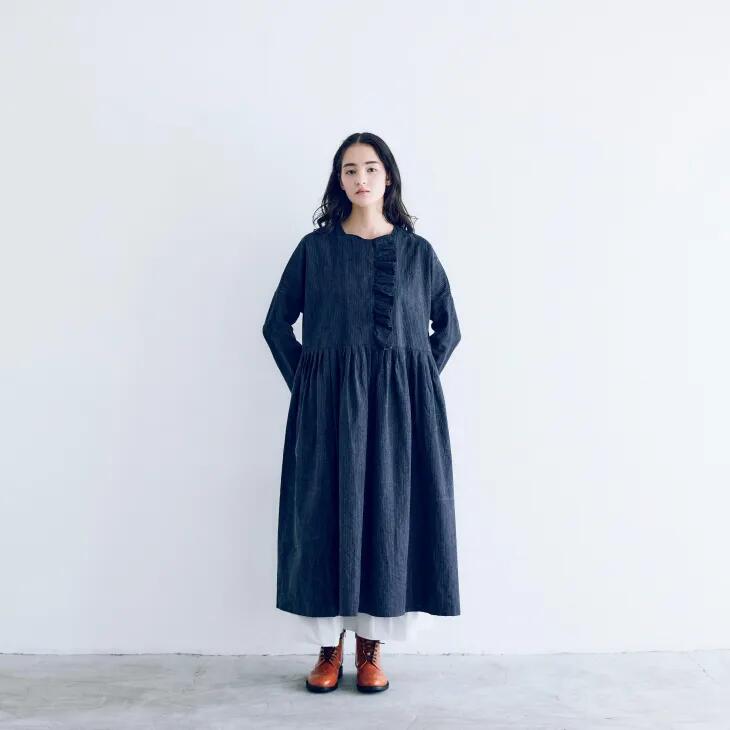 まもなく終了【極美品】MAGALIアイリッシュリネン＆コットン・タックワンピース MAGALI｜アイリッシュリネン&コットン タックワンピース