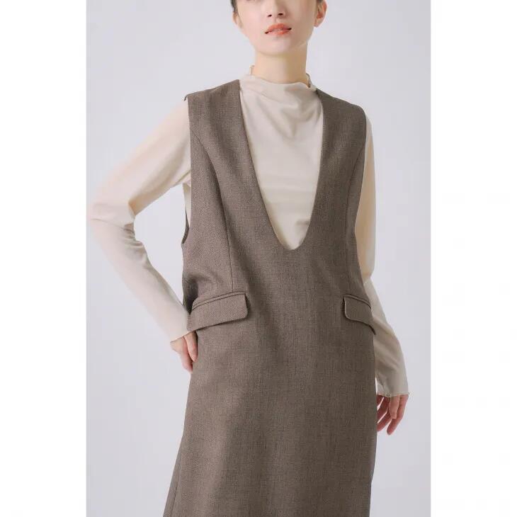 WHYTO. (ホワイト) | chic tweed cocoon dress (brown) size 38 | シックツイードコクーンドレス|北欧雑貨と音楽 HAFEN ハーフェン