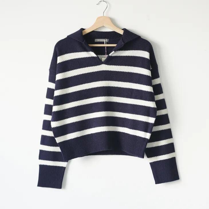 Pont de Chalons (ポンデシャロン) | セーラーボーダーニットプルオーバー (ネイビー/ブラック) | ボーダー トップス 25AW 10,643円