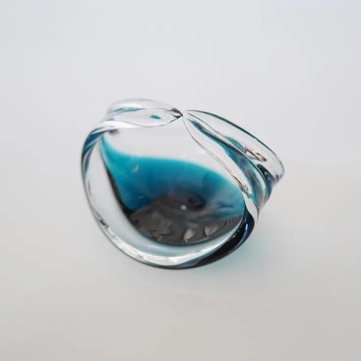 Sulo Gronberg for Kumela Finland | Turquoise Colored Bowl ターコイズ バスケット ボウル | 北欧ヴィンテージ フィンランド ガラス｜北欧雑貨と音楽 HAFEN ハーフェン