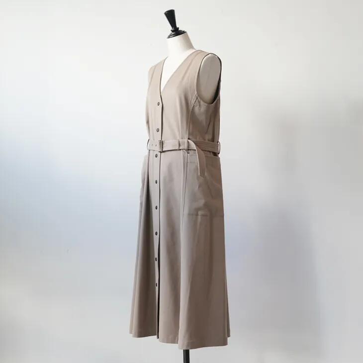 lelill (レリル) | Aラインベルテッドワンピース (グレージュ) size 38 | 25AW ジレ ドレス