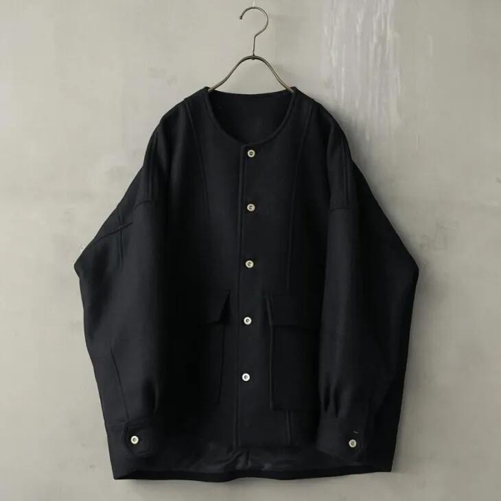 MANON (マノン) | MELTONCARDIGAN JKT (black) one size | メルトンカーディガンジャケット ドロップショルダー アウター 25AW｜北欧雑貨と音楽 HAFEN ハーフェン
