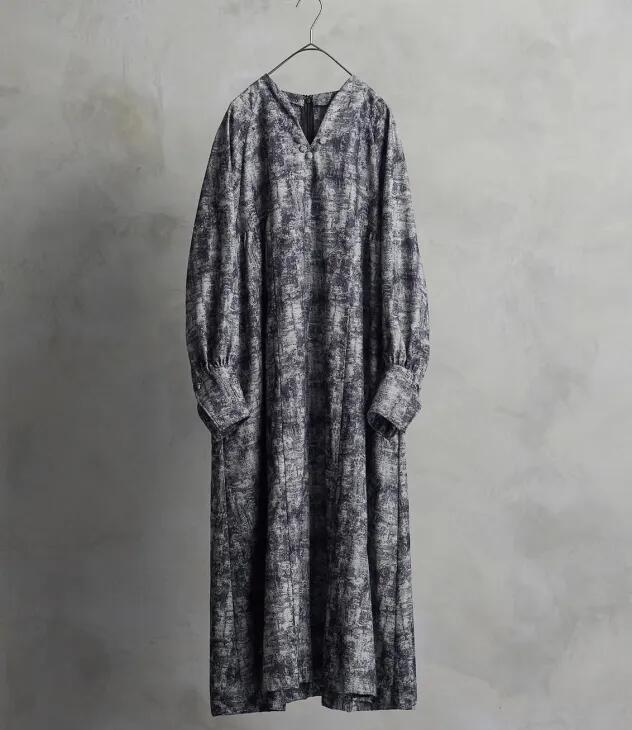 the last flower of the afternoon | 藍色の靄 Key neck A line dress (black) | ザラストフラワーオブジアフターヌーン