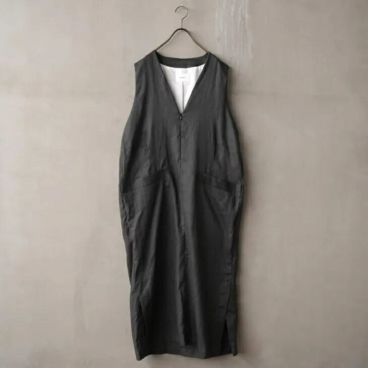 MANON (マノン) | FRENCH LINEN JUMPER SKIRT (charcoal) one size | ワンピース ジャンプスカート チャコール｜北欧雑貨と音楽 HAFEN ハーフェン 20,592円
