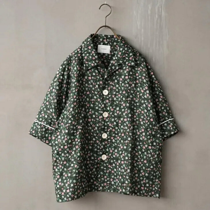 【再入荷】MANON (マノン) | ORIGINAL LINEN FLOWER OPEN COLLAR SHT (flower) one size | トップス シャツ 花柄